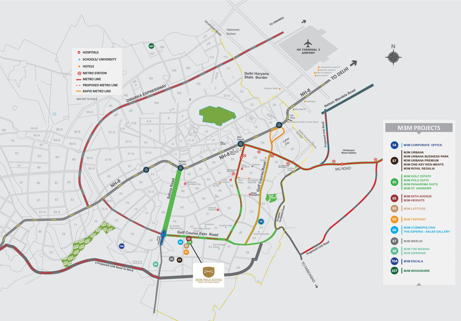 M3M Polo Suites Location Map